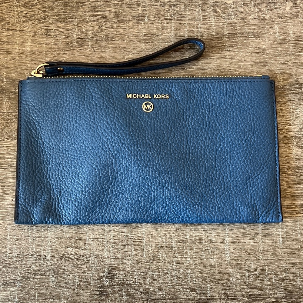 Michael Kors Dark Blue Leather Clutch